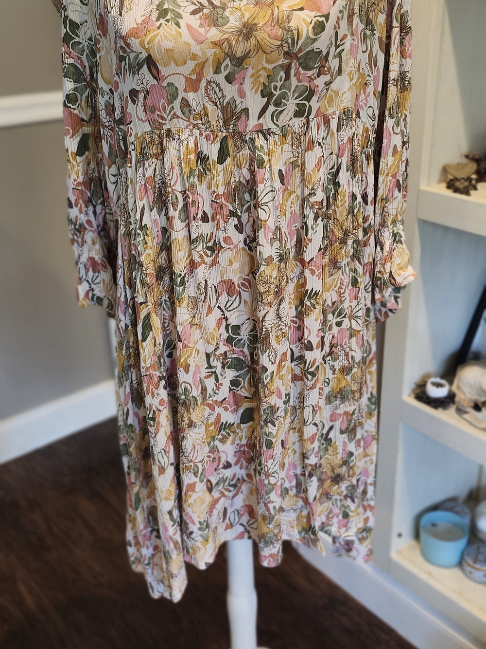 Backless Floral Midi Dress — Pink & Mustard